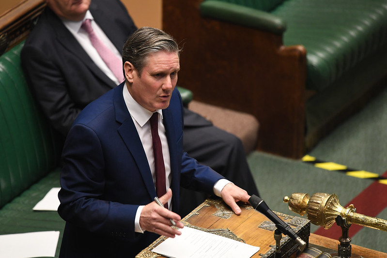 UK parliament with Keir Starmer, leader of the opposition, speaking, image downloaded from Flickr