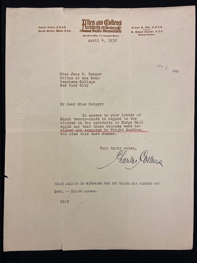 A letter from Charles Collins to Jane C. Berger