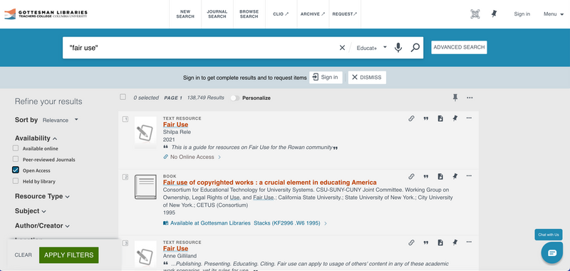 a screenshot of a search within educat