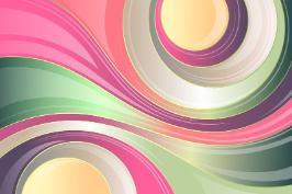 Pink and green swirls and wavy lines