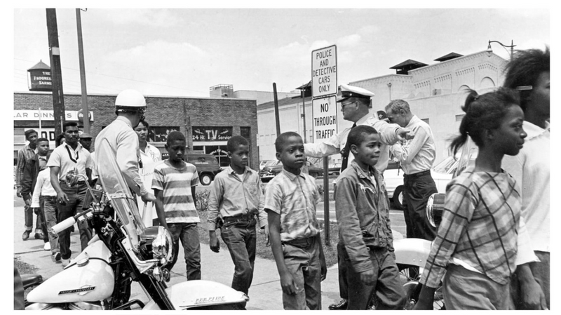 African-American children marching for desegregation