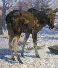 a painting of an elk