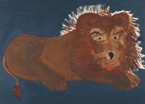a painting of a lion