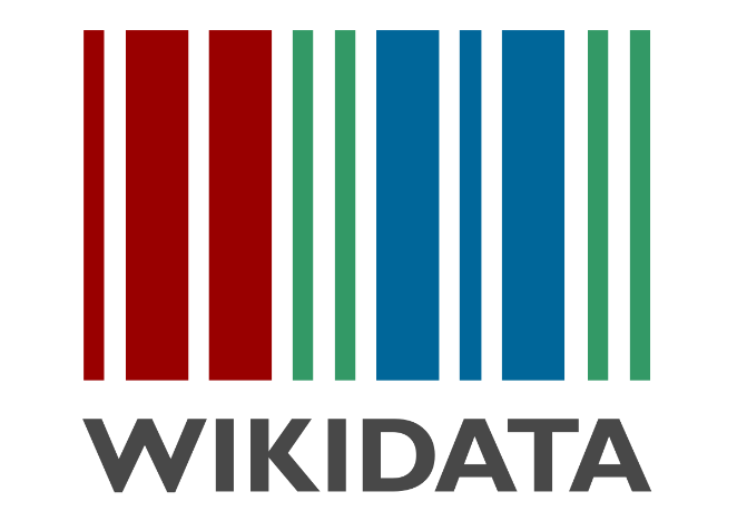 Vertical lines of different widths and colors red, white, green and blue which is the icon that represents Wikidata courtesy of Wikimedia