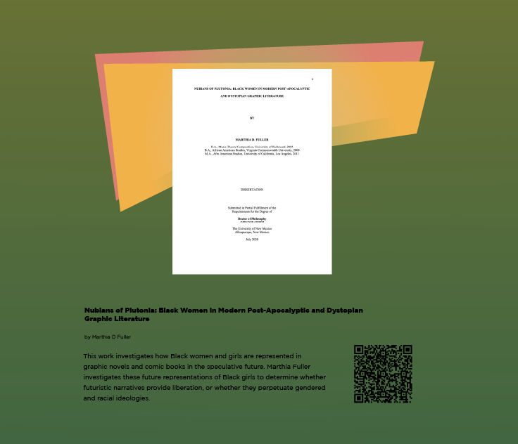 Paper  with the title Nublans of Plutonia in middle of green square and a description of the document