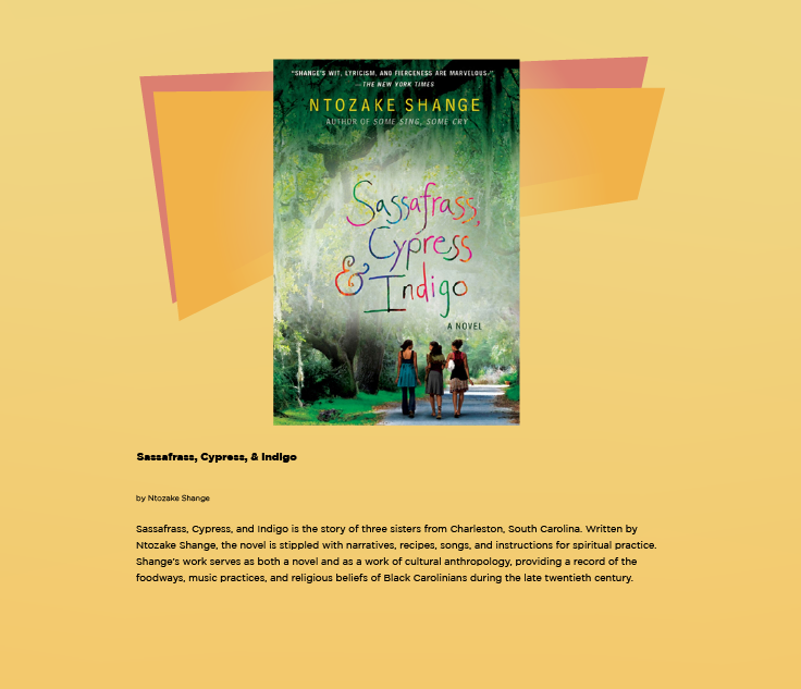 Cover of the books Sassafrass Cypress and Indigo by Ntozake Shange