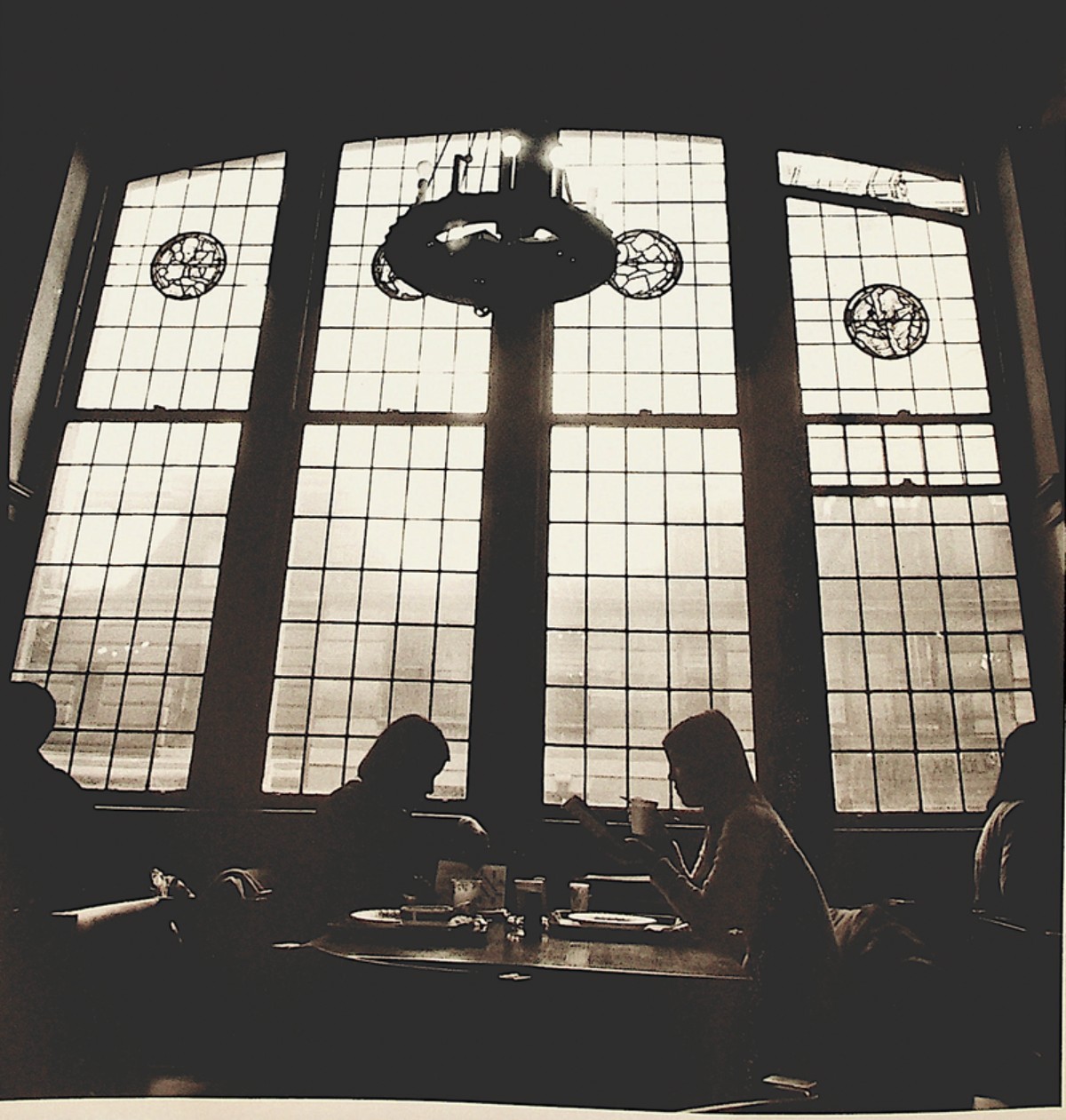 Students sitting in the Grace Dodge Cafeteria