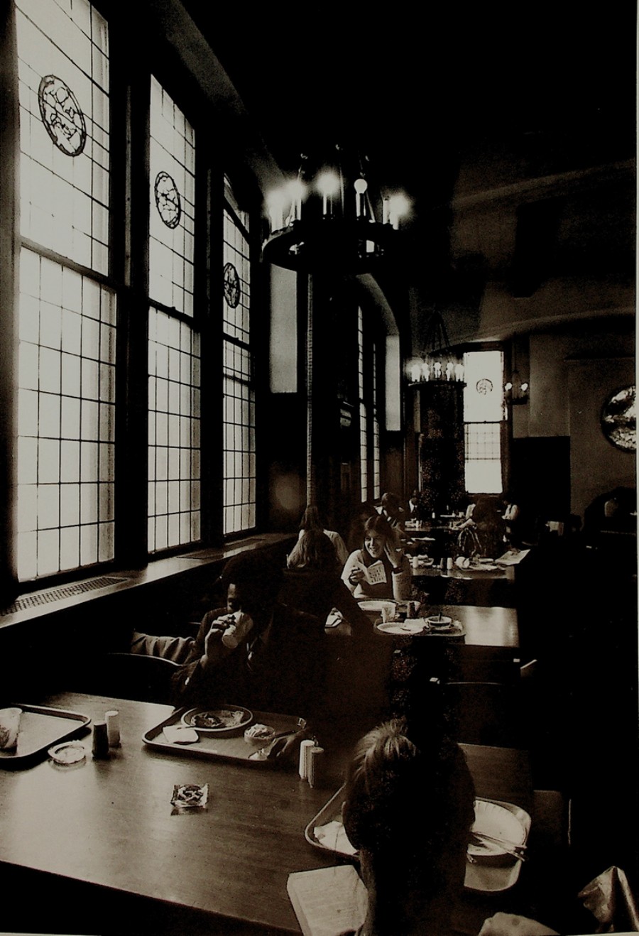 Students sitting in the Grace Dodge Cafeteria