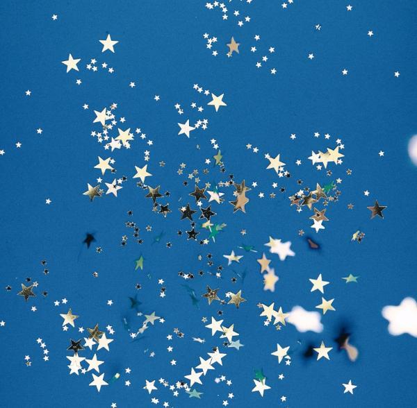 gold stars scattered on a blue background
