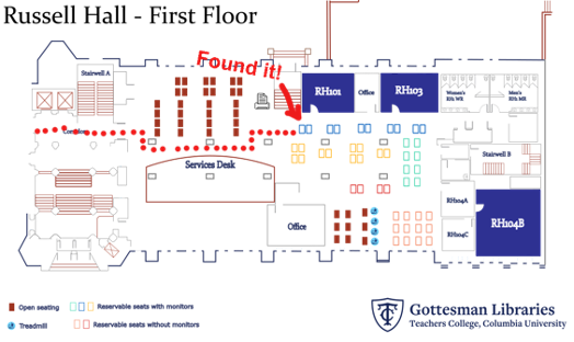 Visualization showing path to a seat.