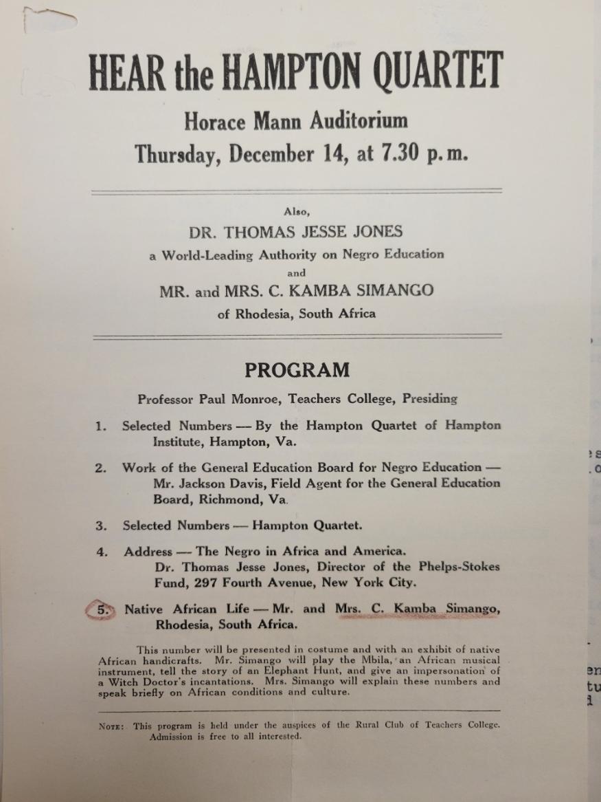 A program for the Hampton Quartet