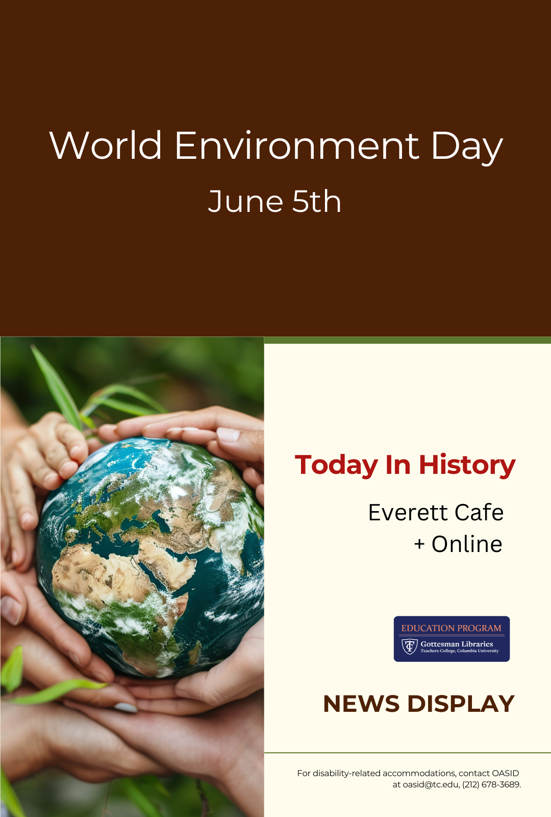 Poser Image of Hand Holding the Earth with Greenery Around It