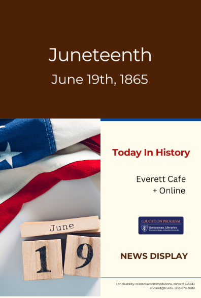 Poster with American Flag and  Wood Clocks showing June 19