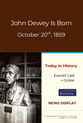 Poster with Photo of Dewey Bust in the Library
