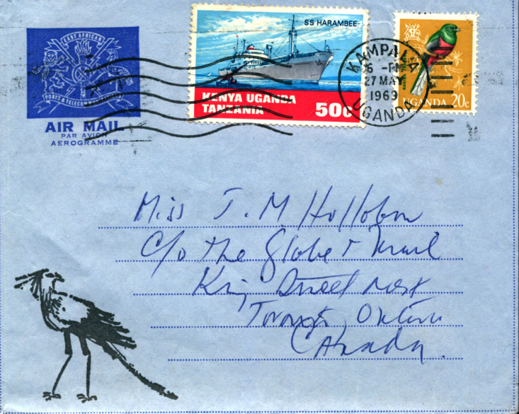hollobon postcard with stamps