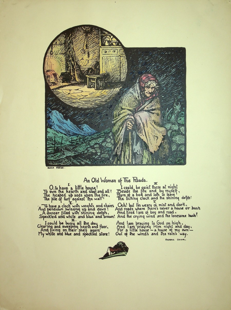 Broadside with illustration and poem